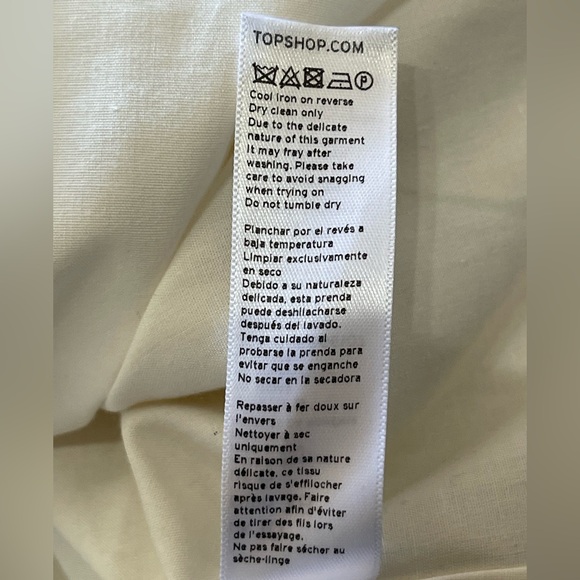 Topshop Textured Floral Embroidered Ivory Mini/Midi Dress Size 6 - Picture 9 of 14